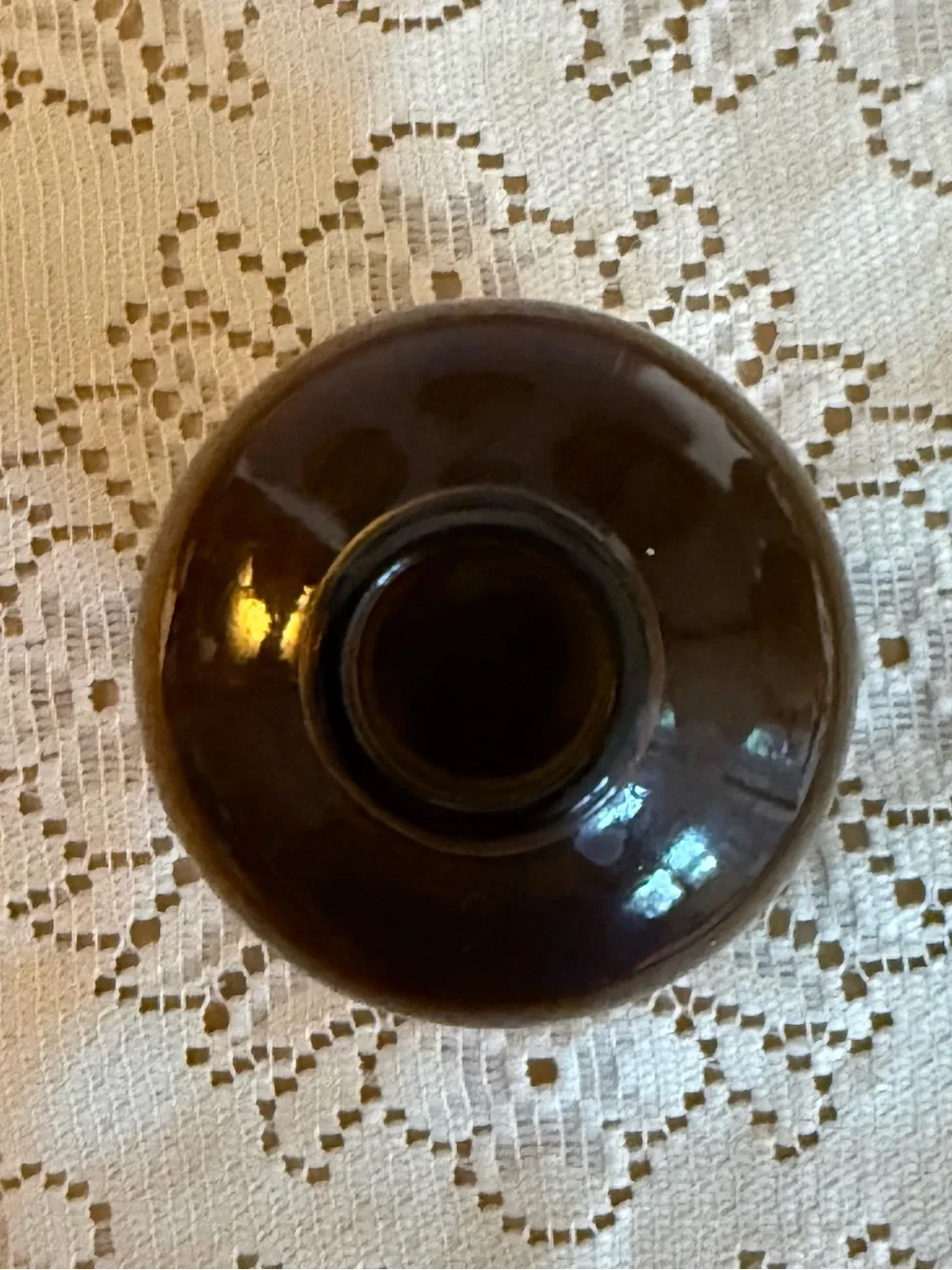 Vintage Amber Glass Bottle Miniature Vase